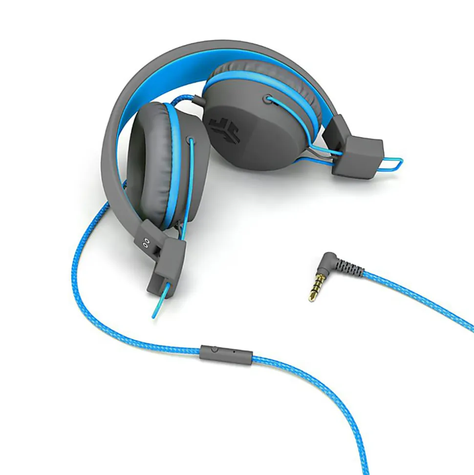 JLab Audio Kids' JBuddies Studio Over-The-Ear Headphones, Gray/Blue, JKSTUDIO GRYBLU BX