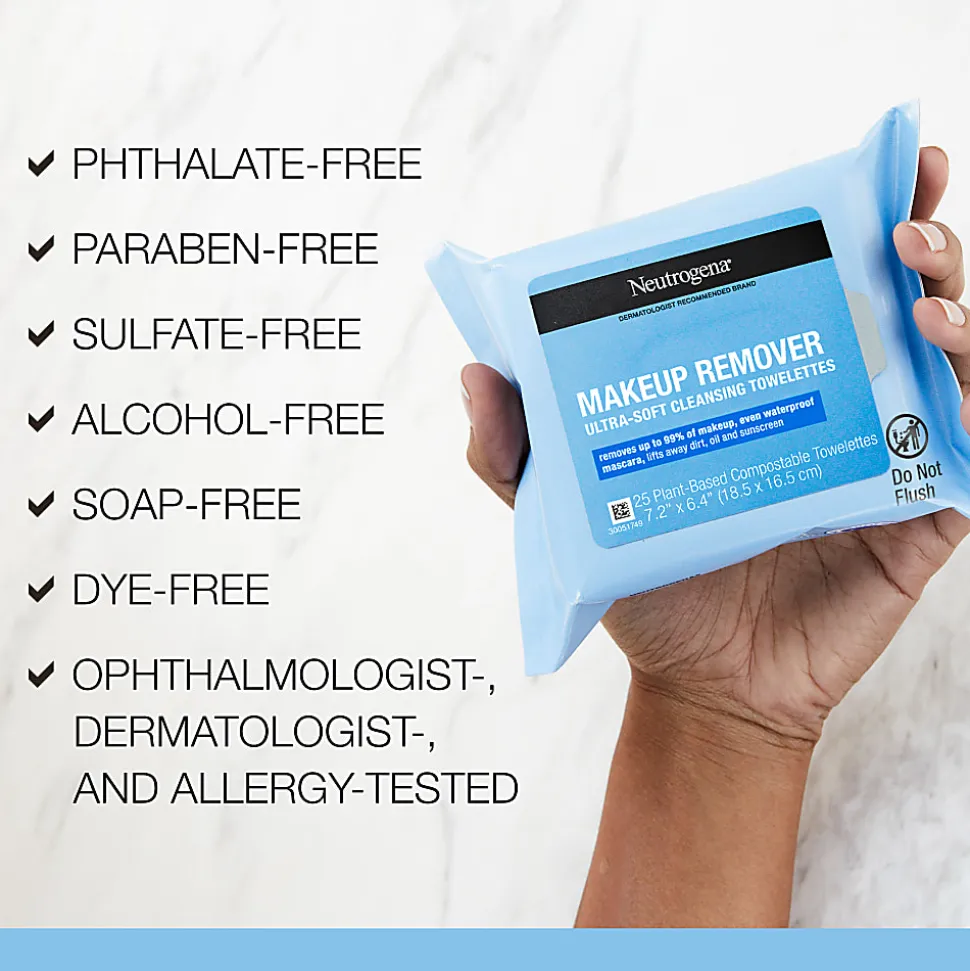 Johnson & Johnson Neutrogena Makeup Remover Cleansing Face Wipes, Pack Of 25 Wipes