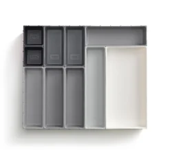 Joseph Joseph 10-Piece Drawer Organizer, 2”H x 20-3/4”W x 17-1/2”D, Gray