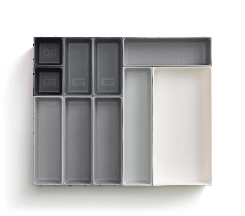 Joseph Joseph 10-Piece Drawer Organizer, 2”H x 20-3/4”W x 17-1/2”D, Gray