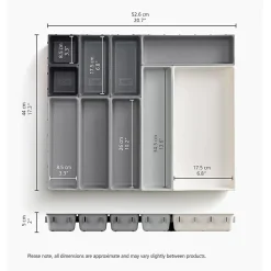 Joseph Joseph 10-Piece Drawer Organizer, 2”H x 20-3/4”W x 17-1/2”D, Gray