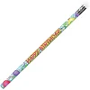 J.R. Moon Pencil Co. Pencils, 2.11 mm, #2 HB Lead, Happy Birthday Glitz, Multicolor, Pack Of 144