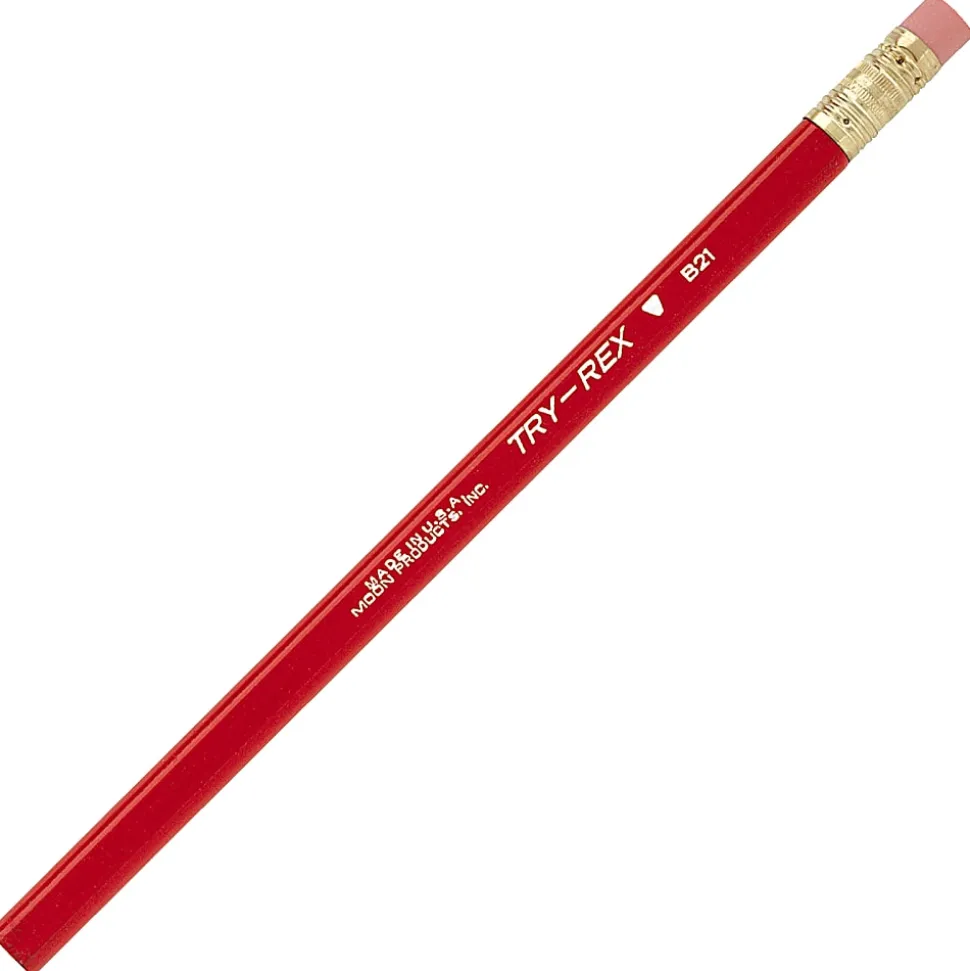 J.R. Moon Pencil Co. Try Rex Pencils, Jumbo, #2 Soft Lead, 2.11 mm, Red, Pack Of 36