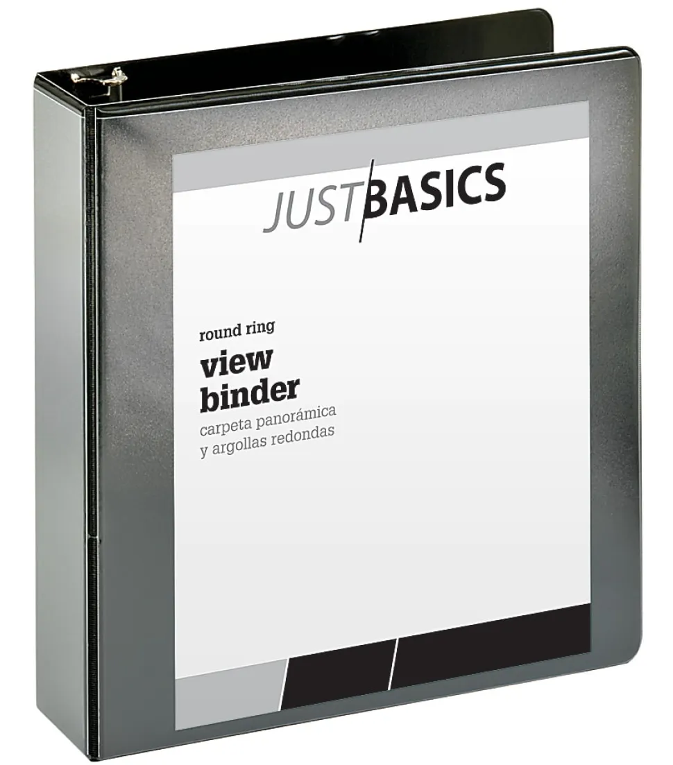 Just Basics® Basic View 3-Ring Binder, 2" Round Rings, Black