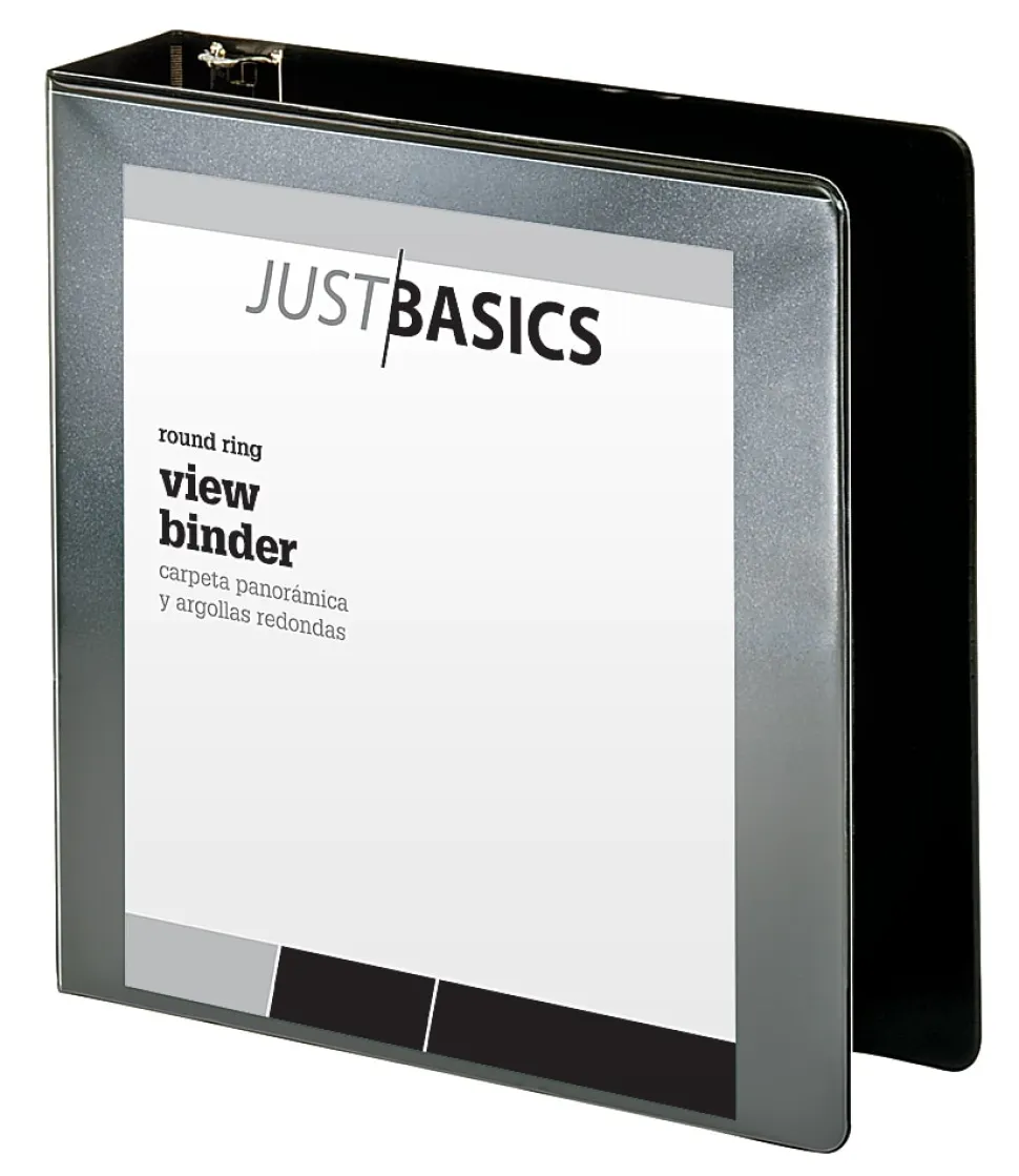 Just Basics® Basic View 3-Ring Binder, 2" Round Rings, Black