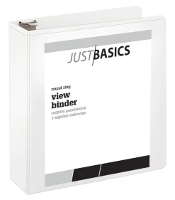 Just BasicsĀ® Basic View 3-Ring Binder, 3" Round Rings, White