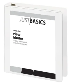 Just Basics® Basic View 3-Ring Binder, 1 1/2" Round Rings, White