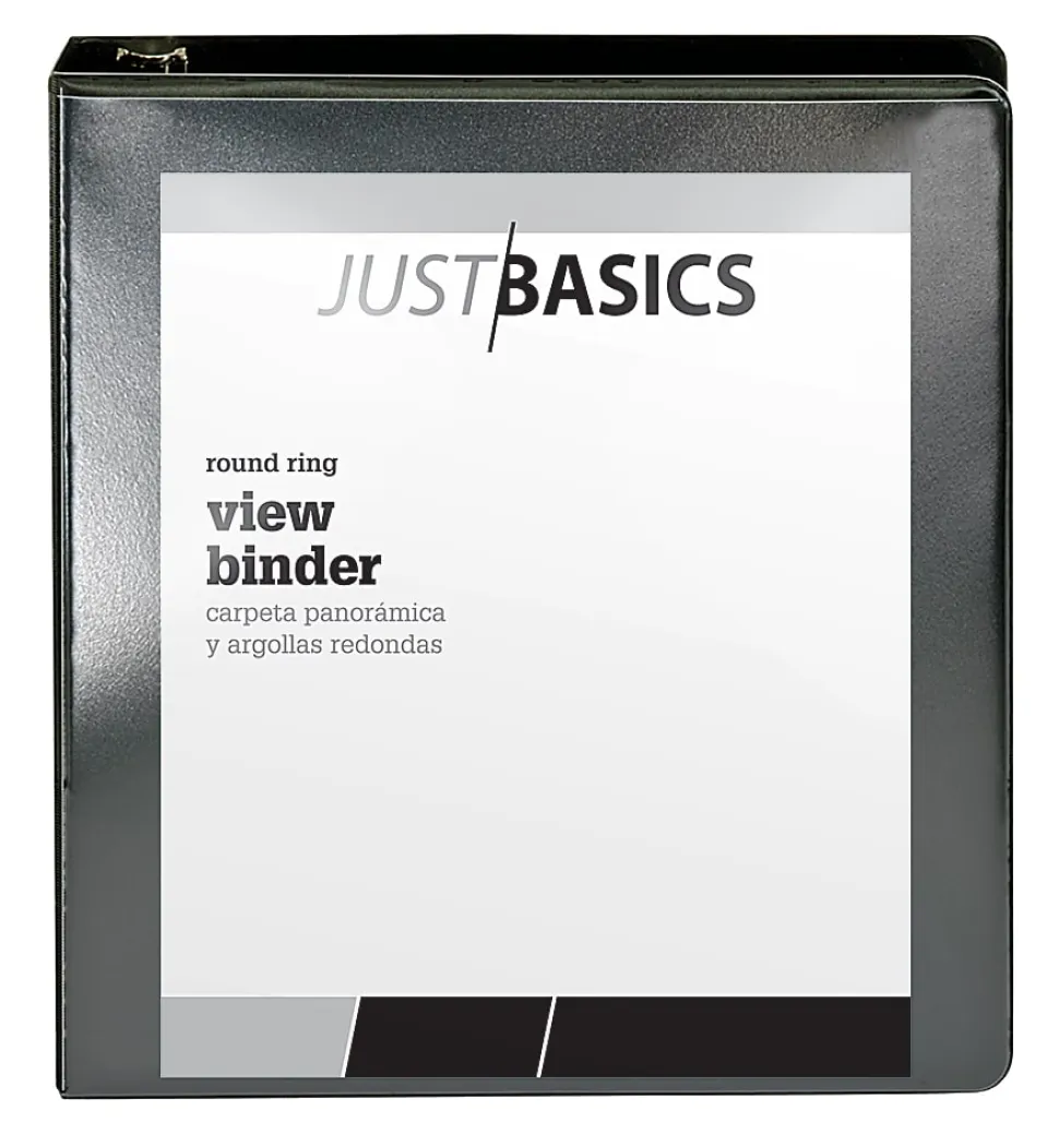 Just Basics® Basic View 3-Ring Binder, 1 1/2" Round Rings, Black