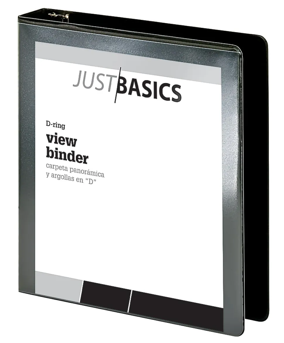 Just Basics® Basic View 3-Ring Binder, 1 1/2" D-Rings, Black