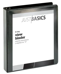 Just Basics® Basic View 3-Ring Binder, 1 1/2" D-Rings, Black