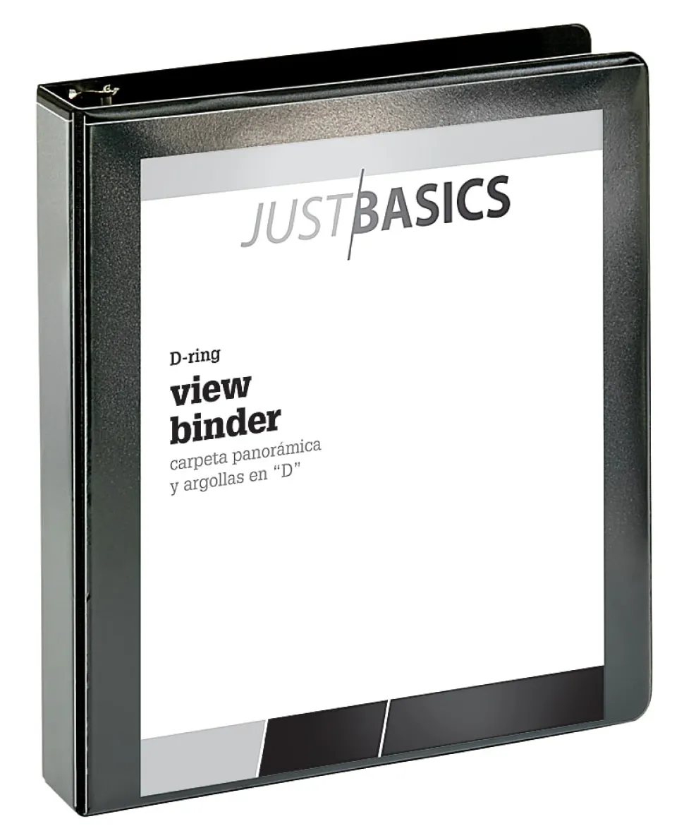 Just Basics® Basic View 3-Ring Binder, 1 1/2" D-Rings, Black