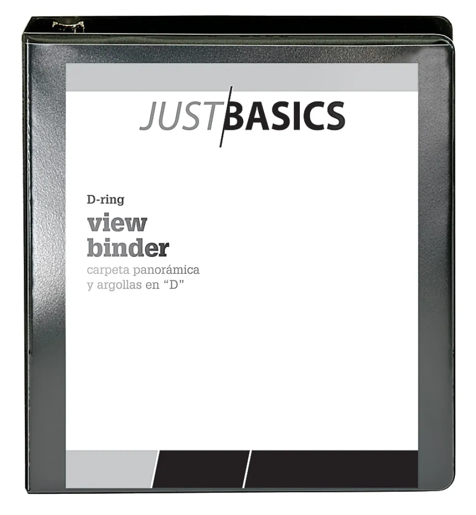 Just Basics® Basic View 3-Ring Binder, 1 1/2" D-Rings, Black