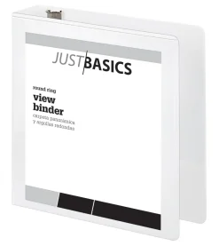 Just BasicsĀ® Basic View 3-Ring Binder, 2" Round Rings, White