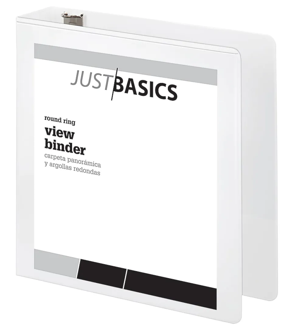 Just Basics® Basic View 3-Ring Binder, 2" Round Rings, White