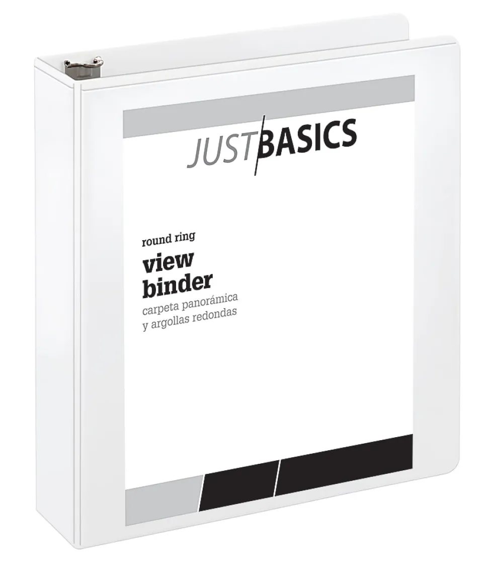 Just Basics® Basic View 3-Ring Binder, 2" Round Rings, White
