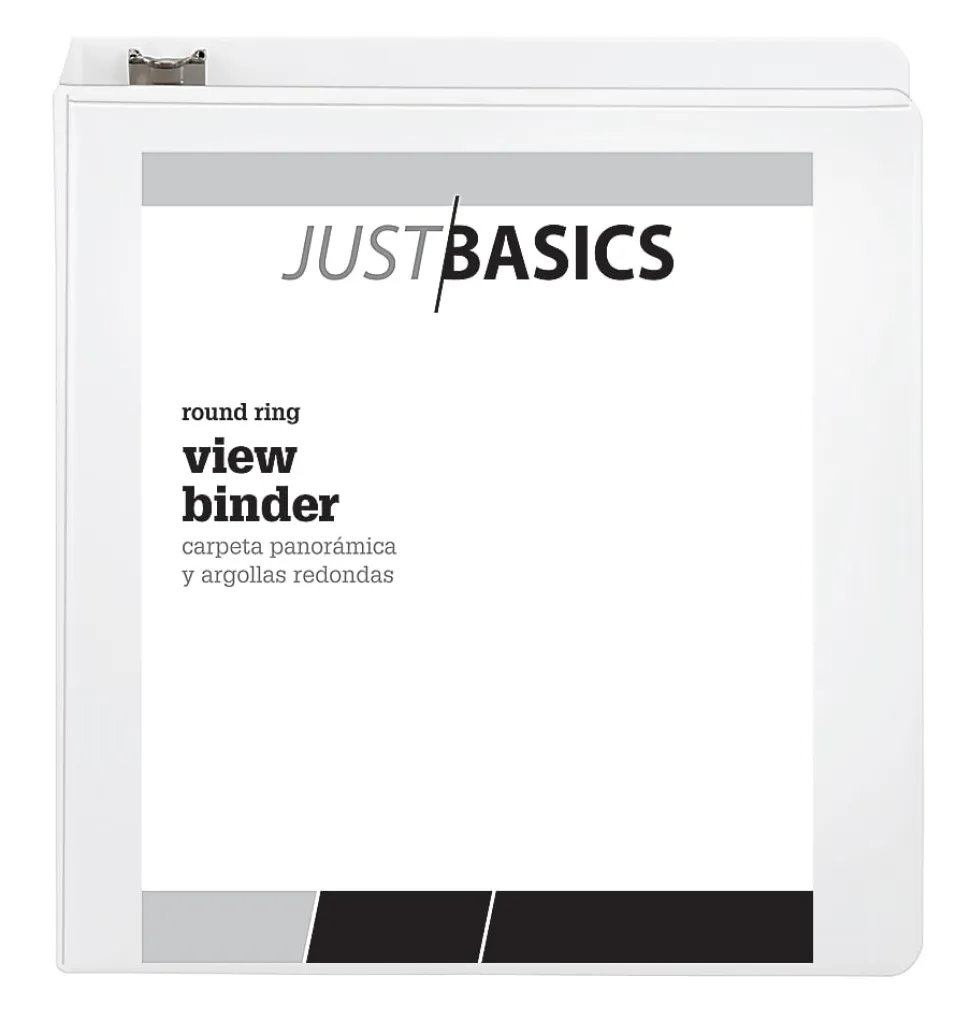 Just Basics® Basic View 3-Ring Binder, 2" Round Rings, White