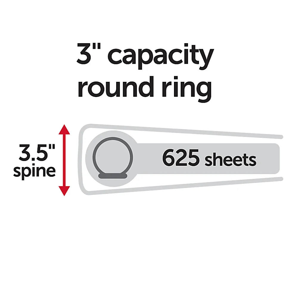 Just Basics® Economy Nonview 3-Ring Binder, 3" Round Rings, Black