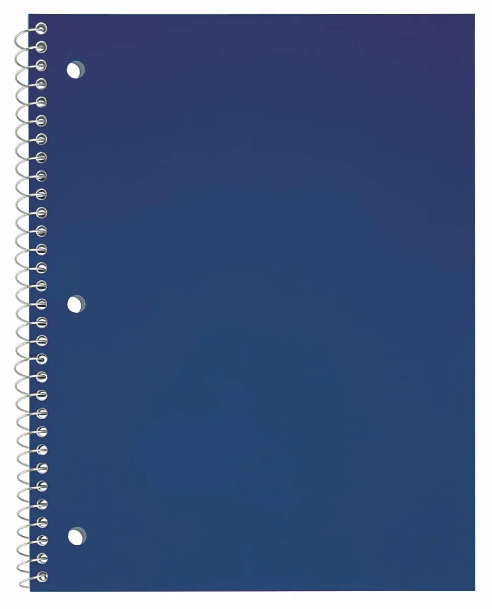 Just Basics® Poly Spiral Notebook, 8" x 10-1/2", 1 Subject, College Ruled, 70 Sheets, Blue