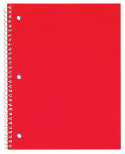Just Basics® Poly Spiral Notebook, 8" x 10-1/2", 1 Subject, College Ruled, 70 Sheets, Red