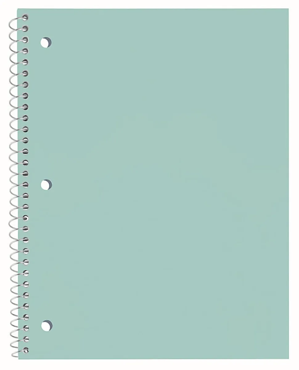 Just Basics® Poly Spiral Notebook, 8" x 10-1/2", 1 Subject, Wide Ruled, 70 Sheets, Light Green