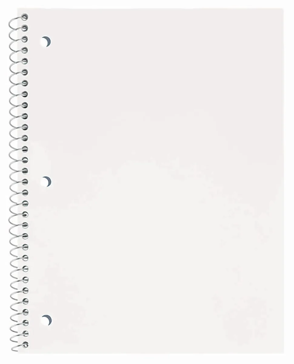Just Basics® Poly Spiral Notebook, 8" x 10-1/2", 1 Subject, College Ruled, 70 Sheets, White