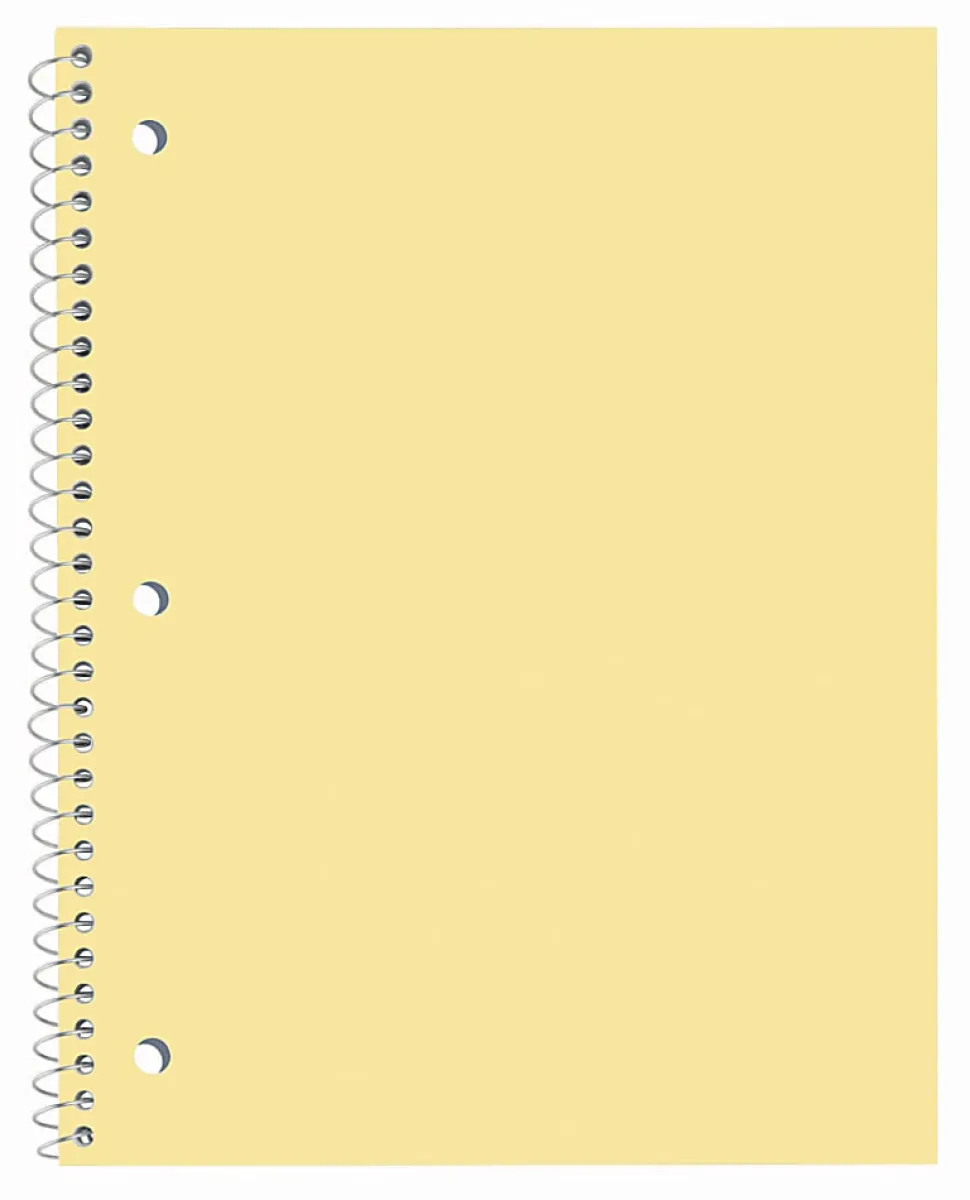 Just Basics® Poly Spiral Notebook, 8" x 10-1/2", 1 Subject, Wide Ruled, 70 Sheets, Light Yellow
