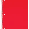 Just Basics® Poly Spiral Notebook, 8" x 10-1/2", 1 Subject, Wide Ruled, 70 Sheets, Red