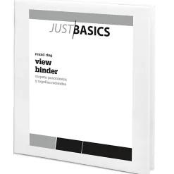 Just BasicsĀ® View 3-Ring Binder, 1/2" Round Rings, White, Pack Of 12