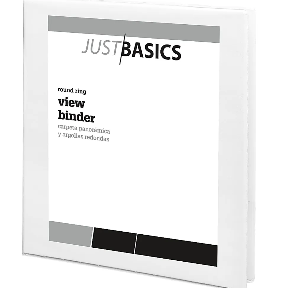 Just Basics® View 3-Ring Binder, 1/2" Round Rings, White, Pack Of 12