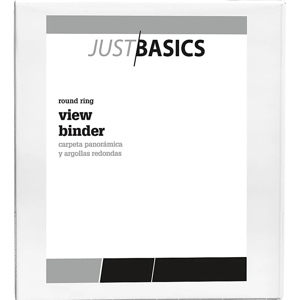 Just Basics® View 3-Ring Binder, 1/2" Round Rings, White, Pack Of 12