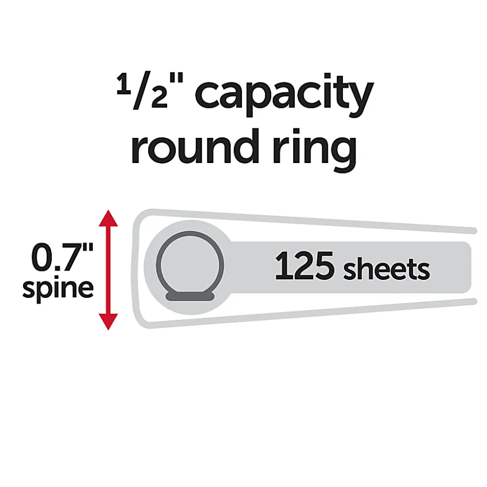 Just Basics® View 3-Ring Binder, 1/2" Round Rings, White, Pack Of 12