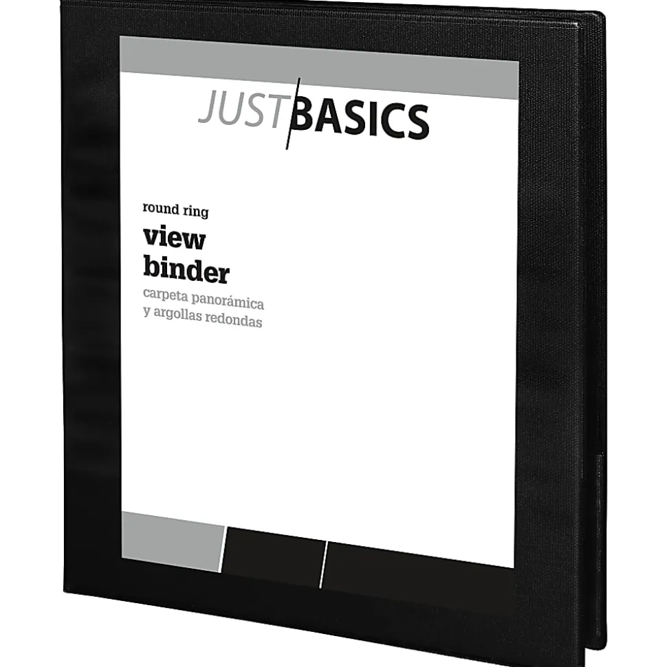 Just Basics® View 3-Ring Binder, 1/2" Round Rings, Black, Pack Of 12