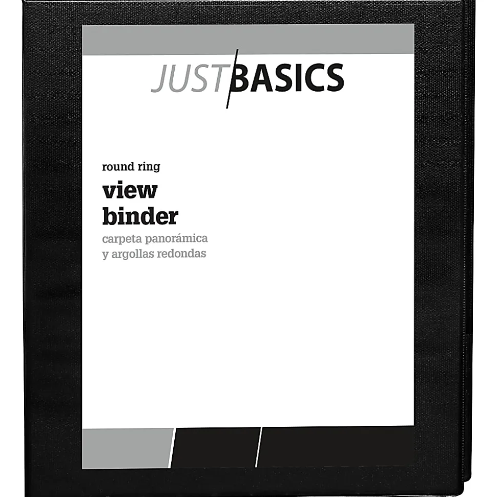 Just Basics® View 3-Ring Binder, 1/2" Round Rings, Black, Pack Of 12