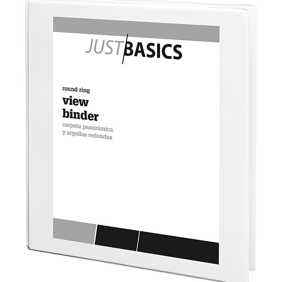 Just Basics® View 3-Ring Binder, 1" Round Rings, White, Pack Of 12