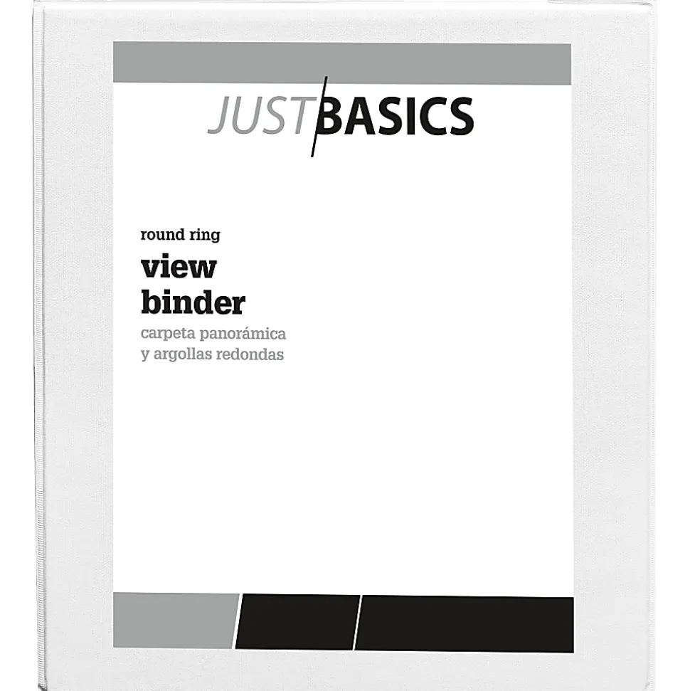 Just Basics® View 3-Ring Binder, 1" Round Rings, White, Pack Of 12
