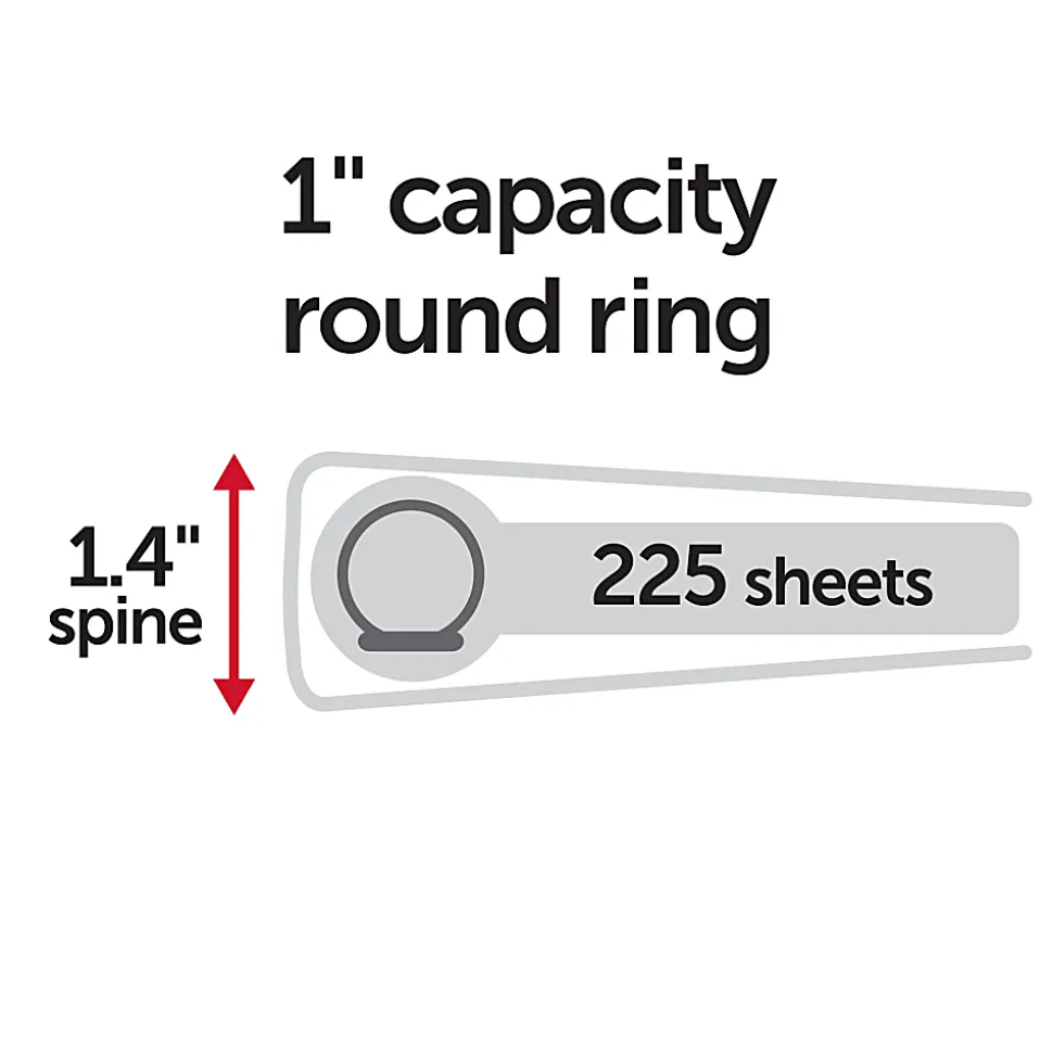 Just Basics® View 3-Ring Binder, 1" Round Rings, White, Pack Of 12