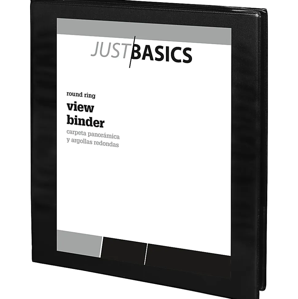 Just Basics® View 3-Ring Binder, 1" Round Rings, Black, Pack Of 12