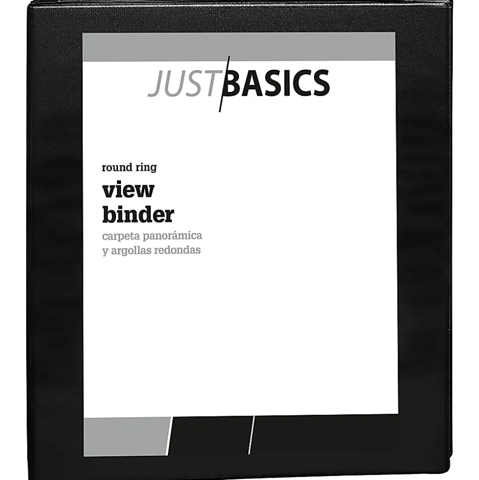 Just Basics® View 3-Ring Binder, 1" Round Rings, Black, Pack Of 12