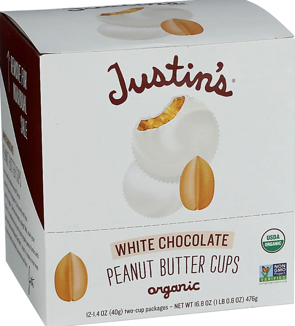 Justin's Nut Butter Cups, Organic Peanut Butter White Chocolate, 1.4 Oz, Total Qty 12