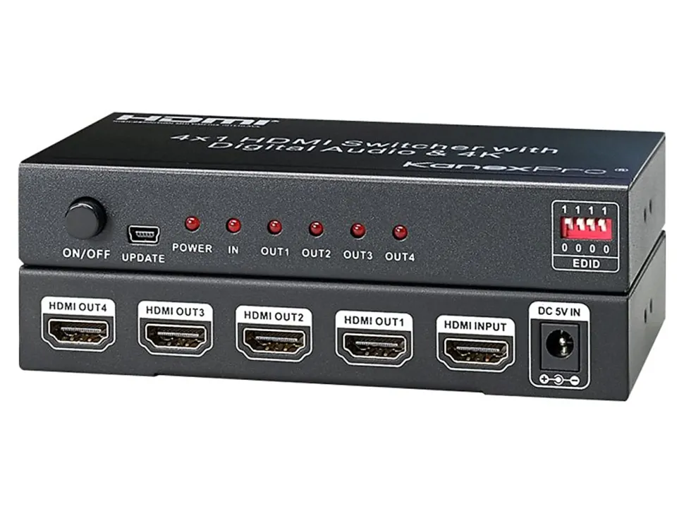 KanexPro 1x4 HDMI Splitter - Video/audio splitter - 4 x HDMI - desktop