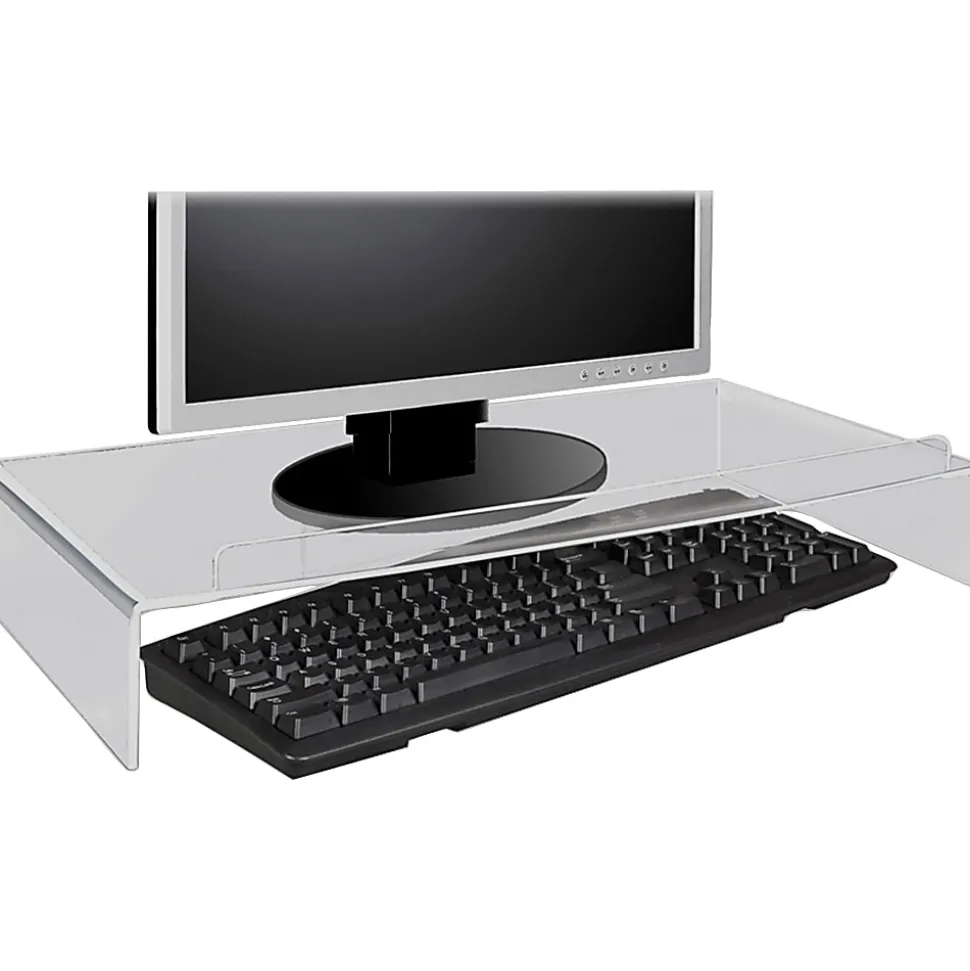 Kantek Acrylic Monitor Stand with Keyboard Storage - Up to 19" Screen Support - 50 lb Load Capacity - AMS300