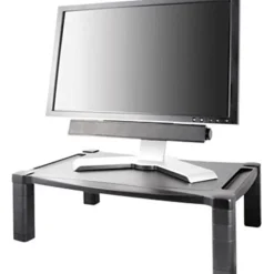 Kantek Extra Wide Adjustable Monitor Laptop Stand 20inx13in Single - 60 lb Load Capacity - 1 x Shelf(ves) - DepthDesktop - Plastic - Black