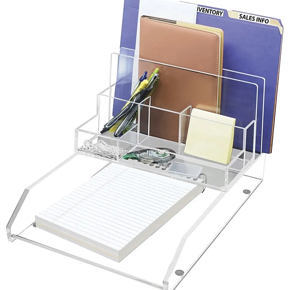 Kantek File Sorter Desk Organizer, 10.60"H x 11"W x 6.50"D, Desktop, Clear, Acrylic