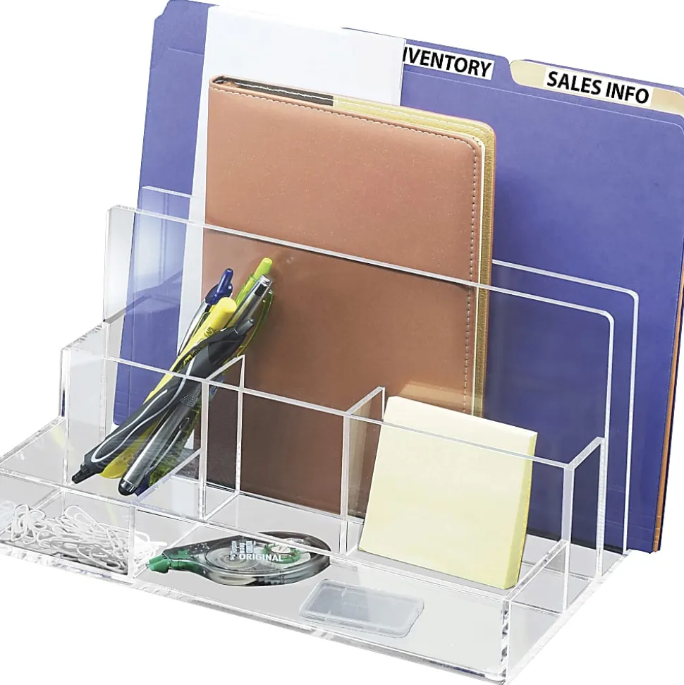 Kantek File Sorter Desk Organizer, 10.60"H x 11"W x 6.50"D, Desktop, Clear, Acrylic