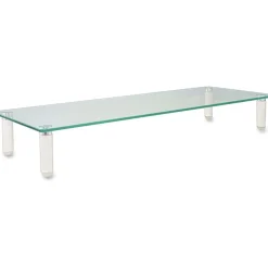 Kantek Glass Monitor Riser, 3 1/4"H x 22"W x 8 1/4"D, White