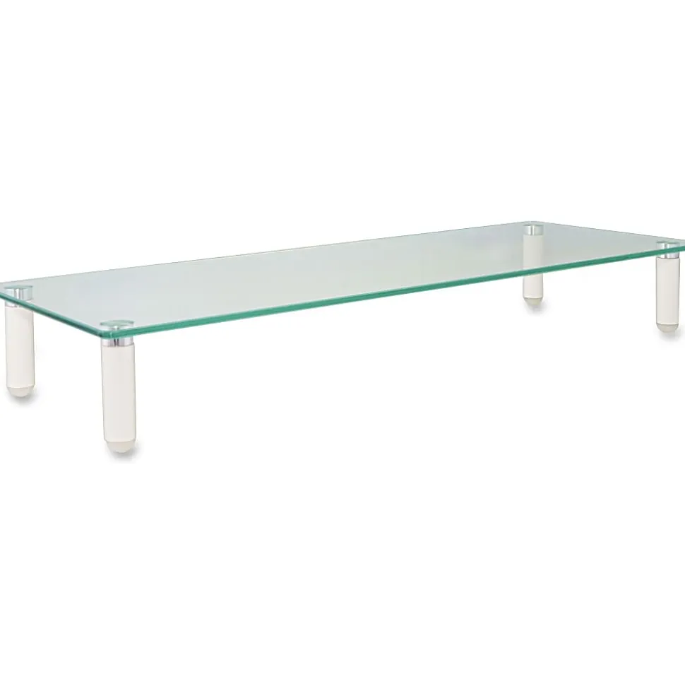Kantek Glass Monitor Riser, 3 1/4"H x 22"W x 8 1/4"D, White