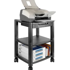 Kantek 3-Shelf Mobile Printer/Fax Stand, 19 3/4"-24 1/4"H x 17"W x 13 1/4"D, Black