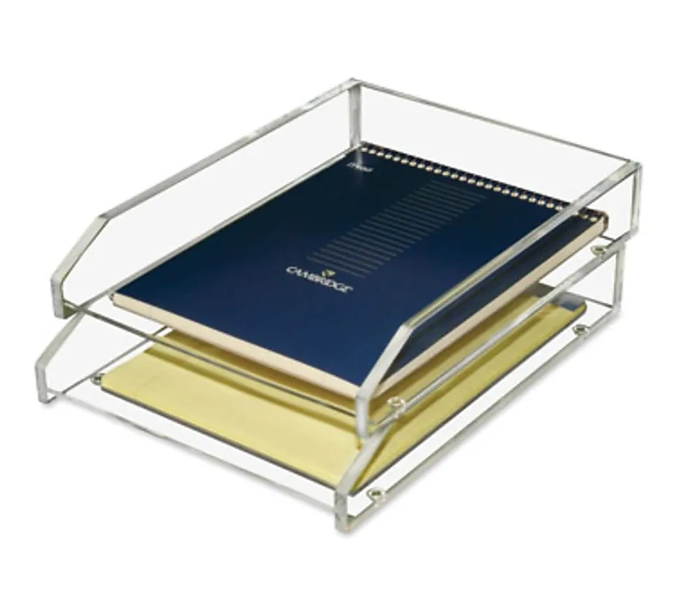 Kantek 2-Tier Letter Trays, 2-1/2"H x 10-1/2"W x 13-3/4"D, Clear, Pack Of 2 Trays