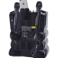 Karaoke USA GF946 Bluetooth Karaoke Machine With Synchronized LEDs, 10”H x 13”W x 17-13/16”D, Black
