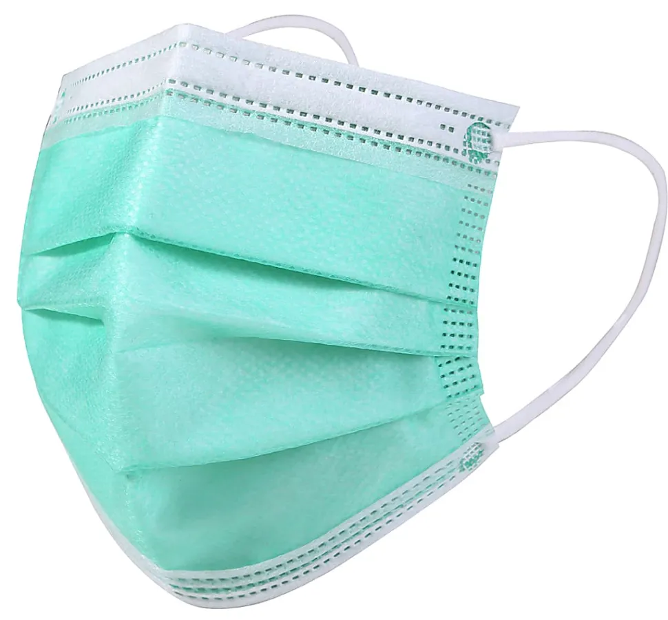 Kata 3-Ply Pleated Disposable Children's Face Masks, One Size, Green, Box Of 50 Masks